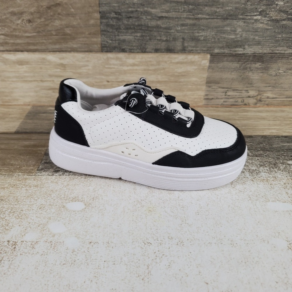 Hey Dude Kids Shoes Sz 13 C13 Comfort Black & White Round Toe Platform Sneakers